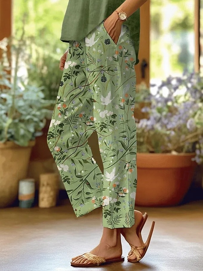 Per donna Pantaloni casual Pantaloni Pantaloni a gamba dritta Dritto Vacanza Moda Streetwear Lunghezza intera Misura del girovita medio Floreale Grafico Foglia Tasca Elastico in vita Stampato Comodo del 2026 a $36.99 –P6