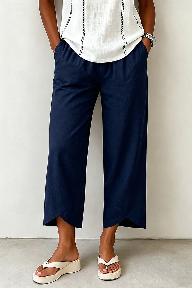 Mujer Pantalones casuales Pantalones Rectos Elegante Vacaciones Casual Longitud total Alta cintura Caqui Negro Blanco Azul Marino Oscuro Verano Primavera Otoño 2026 - $22.99 –P3