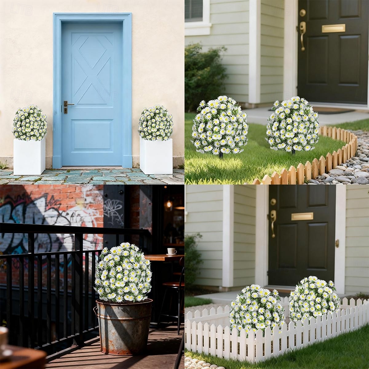Estaca de crisântemo artificial branco de 56 cm (22 polegadas), topiaria de margarida artificial para casa, jardim e quintal. &decoração de jardim, casamento &Flores artificiais duráveis para festas, de 2026 por $39.99 –P12