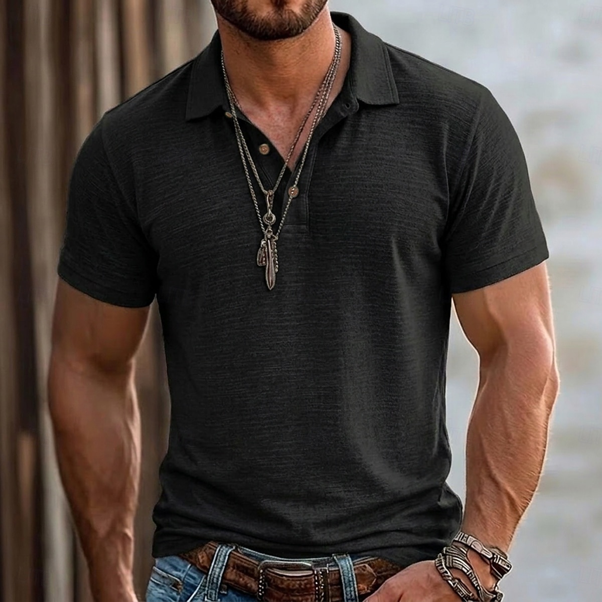 Homens Camisa de linho Camisas Polo Casual Férias Clássico Manga Curta Férias Moda Tecido Textura Botões Verão Primavera Normal Azul Céu Preto Rosa Verde Azul Claro Camisa de linho de 2026 por $22.99 –P6