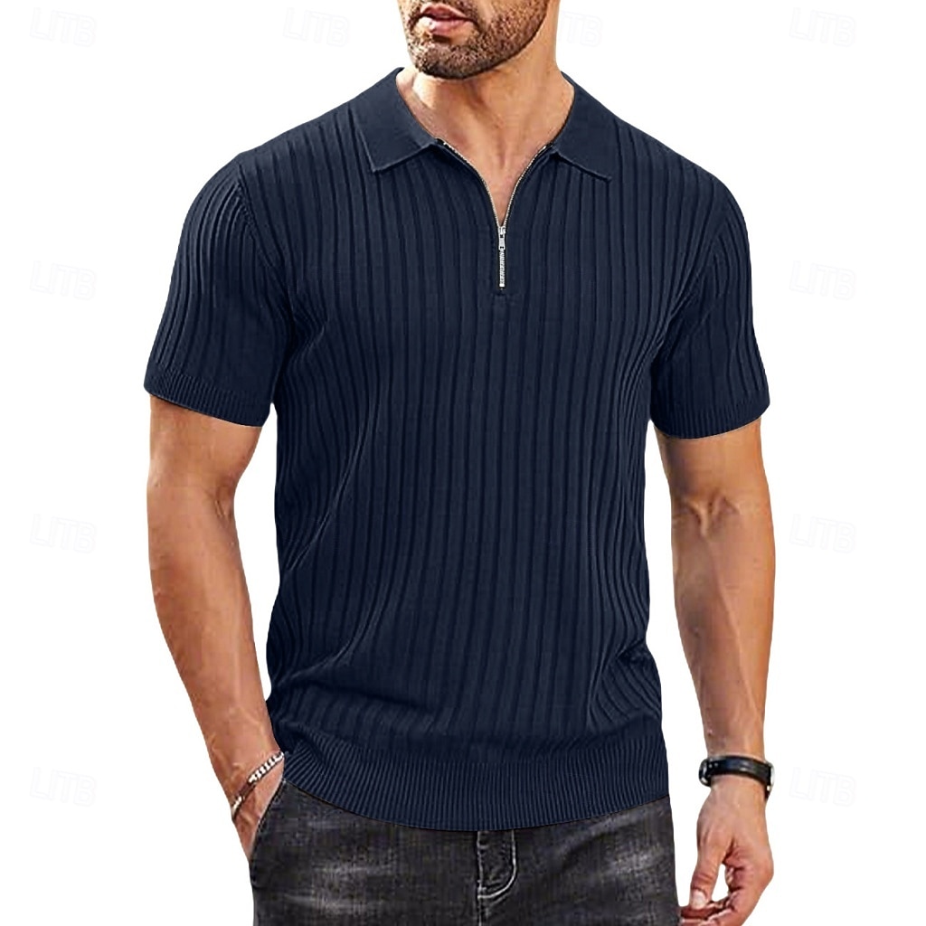 Pánské Polokošile Polo na zip Ležérní Denní Klopa Krátký rukáv Módní Základní Bez vzoru Lehká váha Čtvrtletní zip Léto Jaro Černá Bílá Námořnická modř Khaki Armádní zelená Polokošile 2026 - $24.99 –P9