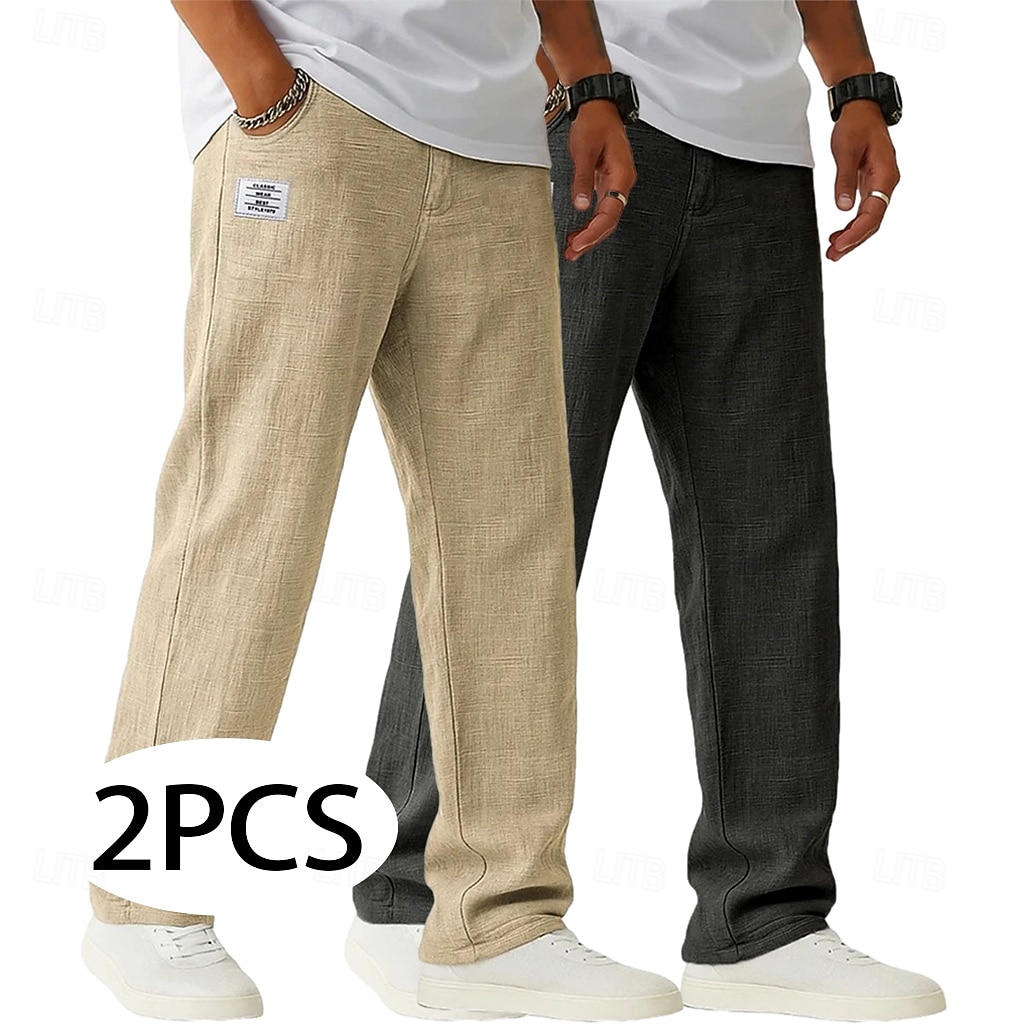Per uomo Pantaloni di Lino Pantaloni Pantaloni Estivi Pantaloni Larghi Coulisse Elastico in vita Gamba Dritta Semplice Leggero Traspirante Lunghezza intera Casuale Quotidiano All'aperto Vacanza Moda del 2026 a $45.99 –P11