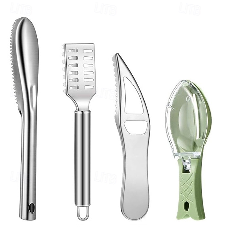 4pcs Stainless Steel Fish Remover Tool Set, Kitchen Scaler Fish Skin Graters Cleaning Peeler Scaler Scraper, Ideal for Home, Kitchen, Seafood Markets, and Professional Seafood Preparation 2026 - $12.99 –P1