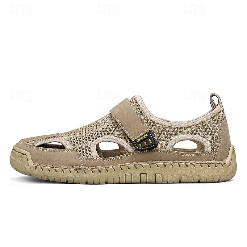 Sandali da pescatore beige da uomo: scarpe estive casual traspiranti a punta chiusa, ideali per passeggiate all'aperto, viaggi, gite in spiaggia, tempo libero nel fine settimana e comfort quotidiano. del 2026 a $42.99 –P3
