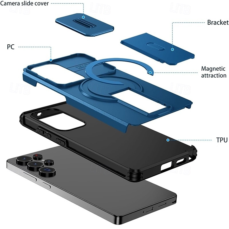 Phone Case For Samsung Galaxy S26 S25 Edge S24 FE S23 Ultra Plus A37 A57 A56 A36 A26 A16 Back Cover With Magsafe with Stand Holder Support Wireless Charging Shockproof Armor ABS+PC 2026 - $13.99 –P7
