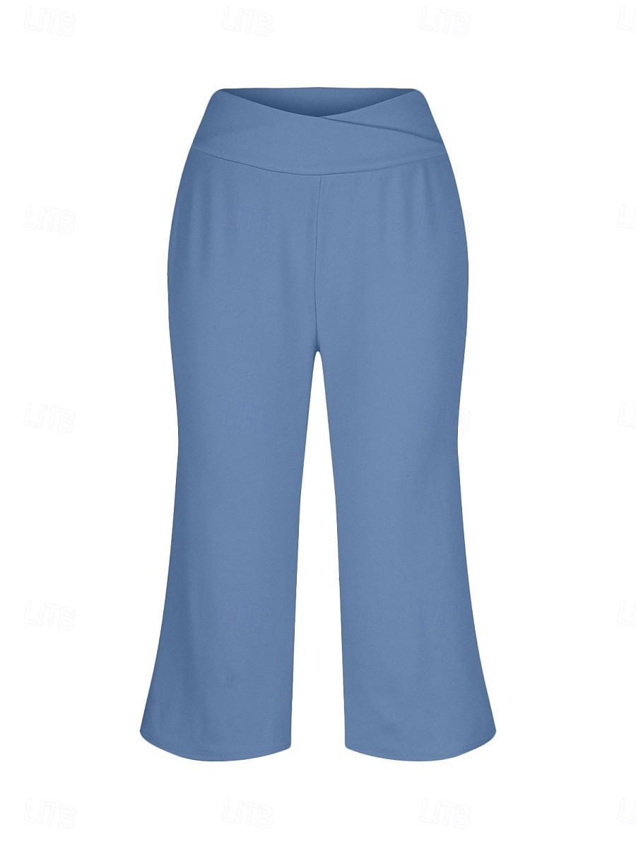 Per donna Pantaloni capri Pantaloni da yoga Gamba larga Moda Streetwear Casual Lunghezza al polpaccio Misura del girovita medio Semplice Tasca Comodo Comodità Morbido Elasticizzato All'aperto Vacanza del 2026 a $18.99 –P4
