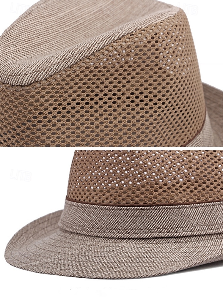 Chapéu fedora masculino em poliéster respirável com tela – multicolorido, leve e perfeito para o verão, férias na praia, uso casual diário e atividades ao ar livre. de 2026 por $29.99 –P10
