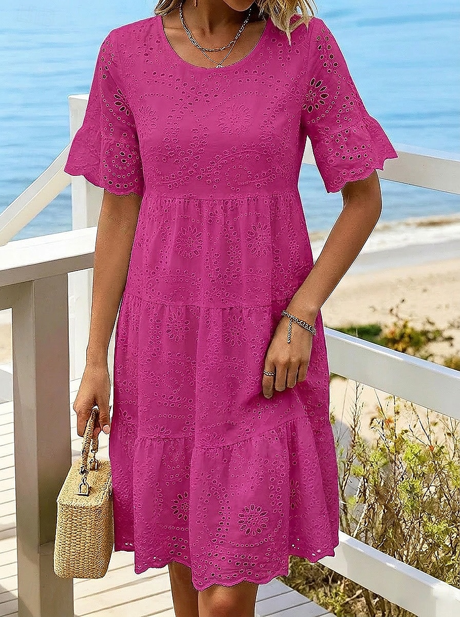 summer dresses with sleeves knee length Light Blue Casual Midi Dress: Seraphina Light Blue / Large