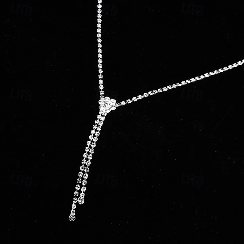 Schmuckset 2 Strass Chrom Ohrringe Halskette Damen Europäisch Schmuck-Set Für Hochzeit 2026 - $17.49 –P2