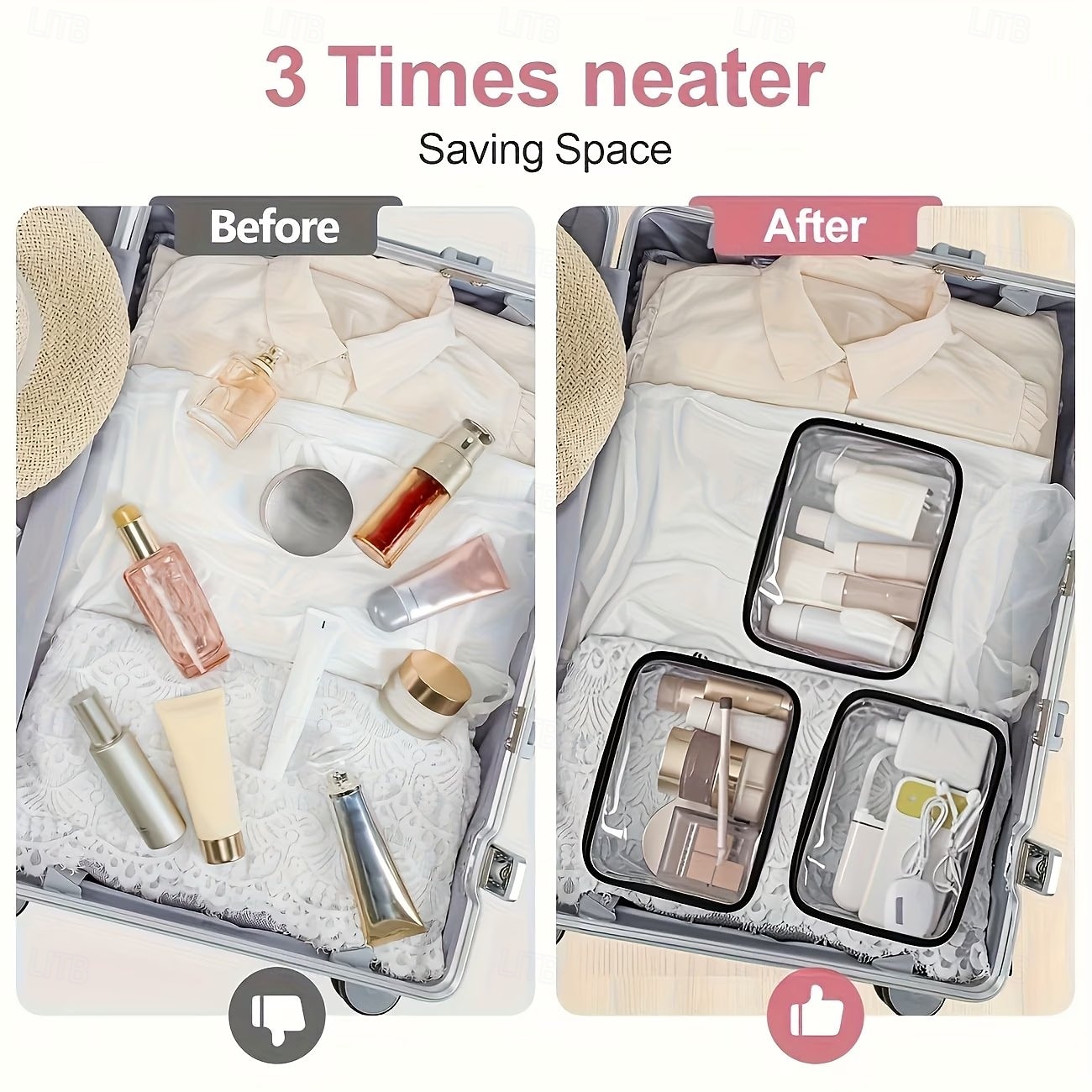 clear travel toiletry bag mens Leather Case toiletries bag women Gonex Travel Canvas Toiletry Bag