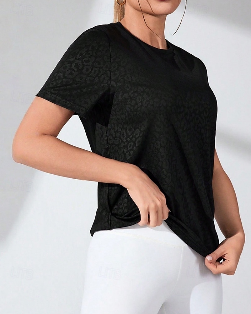 Dam Solid färg T-shirt för jogging Löpartopp Sport topp Sommar Vår Kortärmad Snabb tork Fuktabsorberande Andningsfunktion Gymträning Tennis Golf Löpning Svart Sportkläder Sportkläder 2026 - $16.99 –P3