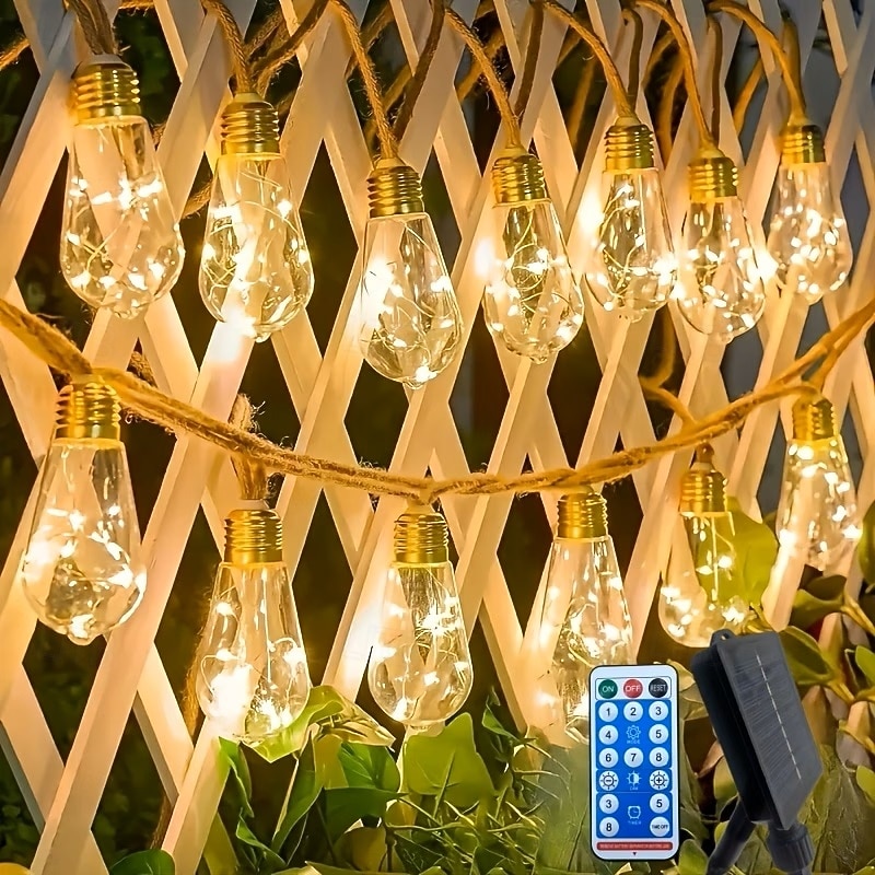 Solar Powered Outdoor Garden Lights 8m 16 Bulbs Fairy String Lights Outdoor Waterproof 8 Lighting Modes for Fence Garden Party Wedding Camp Christmas Decoration 2026 - $48.99 –P6
