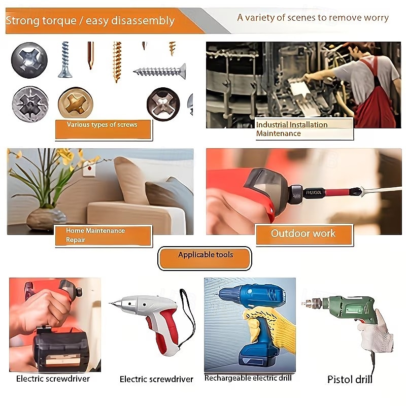 15pcs K5 Anti-Slip Shock-Resistant Threaded Drill Bit Set, Suitable for Electric Screwdrivers, High Hardness, Anti-Slip, Shockproof Magnetic Drill Bits, Compatible with Electric and Manual Drills 2026 - $13.99 –P11