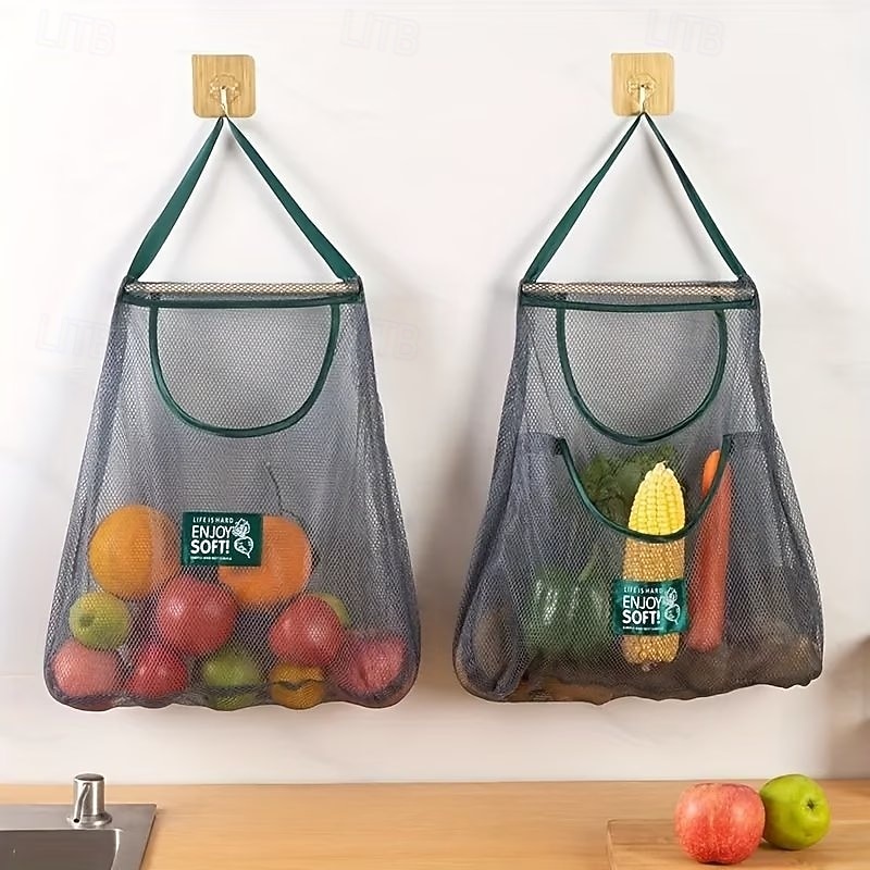 Platzsparender Hängebeutel für die Küche, atmungsaktiver Netzbeutel für Obst und Gemüse, tragbarer Organizer, robuster, wiederverwendbarer Netzbeutel zur Aufbewahrung von Obst, Gemüse, Knoblauch und 2026 - $11.49 –P4