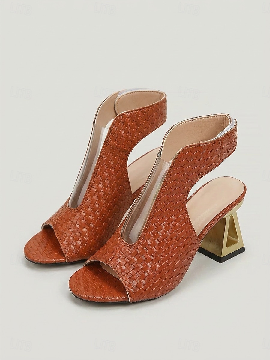 Women's Black Open Toe Sandals - Modern Faux Snake Texture Block High Heels with Clear PVC Panel for Office Work, Daily Commute & Business Casual 2026 - $32.99 –P5