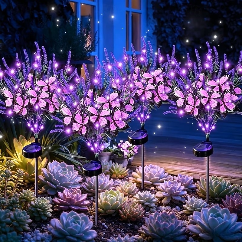 2/4 PCS Solar Simulation Lavender Butterfly Lawn Light Waterproof Garden Floor Insert Lamp Park Pathway Villa Yard Terrace Holiday Decoration Lamp 2026 - $26.99 –P3
