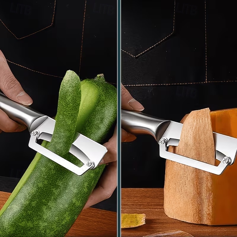 Juego de 3/4 cuchillos peladores de acero inoxidable con mango de madera, cuchillo multifuncional para pelar frutas y verduras, ideal para caña de azúcar, patatas, manzanas y para cortar en la cocina. 2026 - $23.99 –P9