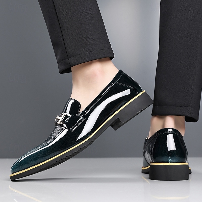 Mocassini da uomo bordeaux con stampa coccodrillo, scarpe eleganti slip-on lucide, calzature da gentiluomo perfette per matrimoni, feste, banchetti e occasioni serali. del 2026 a $64.99 –P8