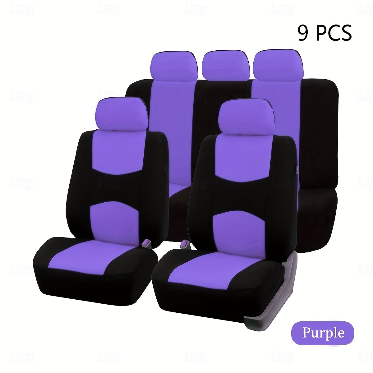Universal Car Seat Covers Full Set, Breathable Cloth Automotive Seat Protectors with Sporty Two-Tone Design, Airbag Compatible Interior Accessories for Most Sedan, SUV, Truck, Van, 9PCS 2026 - $26.99 –P19