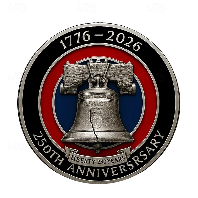 Moeda comemorativa do 250º aniversário dos EUA – Sino da Liberdade &Moeda colecionável patriótica com o desenho do Monte Rushmore, 1776–2026, lembrança histórica. de 2026 por $19.99 –P3
