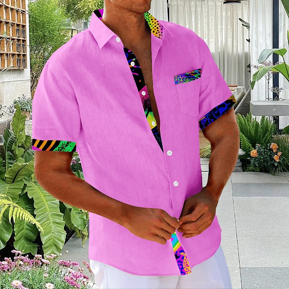 Per uomo Geometrico Arte astratta Camicia Camicia Estiva Camicia con Bottoni Manica Corta Moda Casual Quotidiano Ferie Estate Primavera Collo ripiegato Stampa 3D Una tasca anteriore Camicie con del 2026 a $25.99 –P2