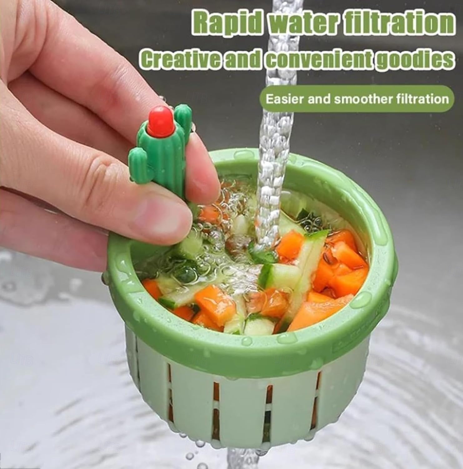4/6 pezzi filtro di scarico per lavello da cucina a forma di cactus, cestello di svuotamento automatico a pressione, filtro raccogli-rifiuti da cucina, rete filtrante per lavello a forma di cactus del 2026 a $6.97 –P5