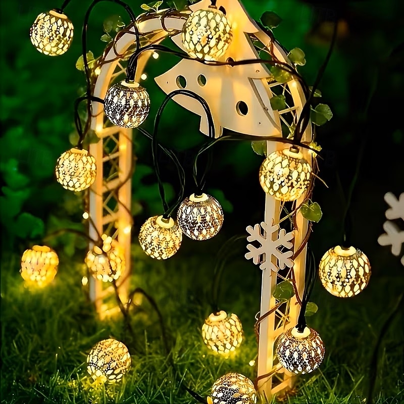 Solar Powered Garden Fairy String Lights Iron Moroccan Ball Fairy Lights 12m 100LEDs for Home Yard Balcony Porch Trees Outdoor Party Decoration 2026 - $39.99 –P10