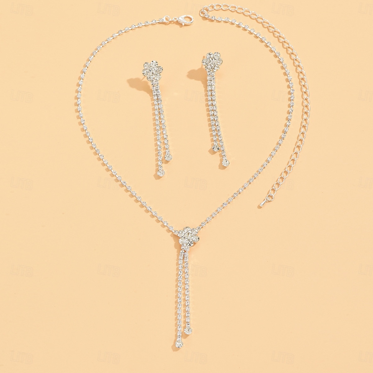Schmuckset 2 Strass Chrom Ohrringe Halskette Damen Europäisch Schmuck-Set Für Hochzeit 2026 - $17.49 –P4