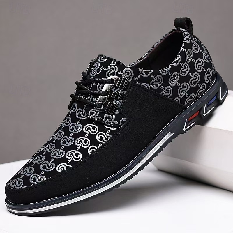 Sneakers casual da uomo nere e rosse con stampa, allacciate, leggere e comode, perfette per camminare, ideali per feste, banchetti, serate fuori e per lo stile street di tutti i giorni. del 2026 a $46.99 –P1