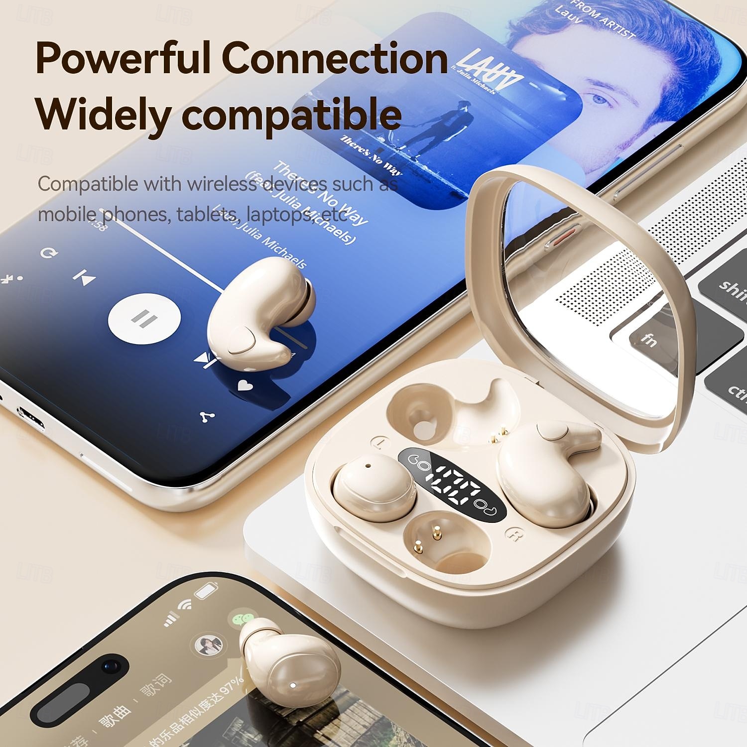 Usynlige søvnørepropper for sidesovere, 2 par trådløse hodetelefoner i ett ladeetui, ultratynne mini Bluetooth-ørepropper for små ører, støydemping, LED-strømdisplay for iPhone og Android 2026 - $32.99 –P10