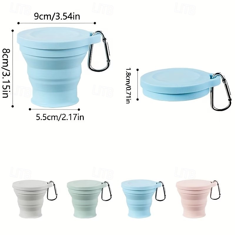 Conjunto de 3/6 copos dobráveis de silicone para uso externo com mosquetão, copos de bebida dobráveis, copos de água criativos e práticos com tampa de silicone multiuso. de 2026 por $14.49 –P2