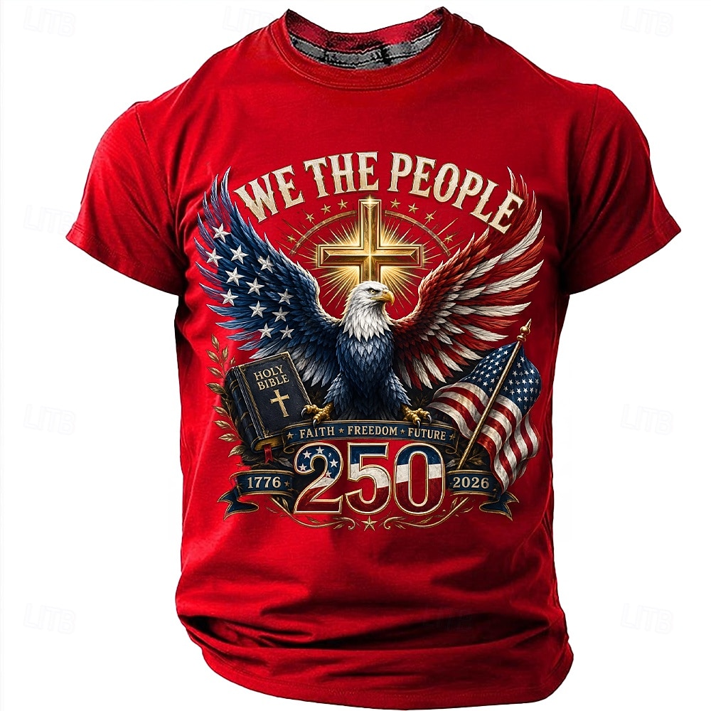 4 de julio de 2026, 250 aniversario Hombre Águila Bandera de EE. UU. Camiseta Manga Corta Camiseta Impresión 3D Cuello Barco Camisa Patriótico Diario Festival Azul Piscina Negro Blanco Verano 2026 - $18.99 –P10