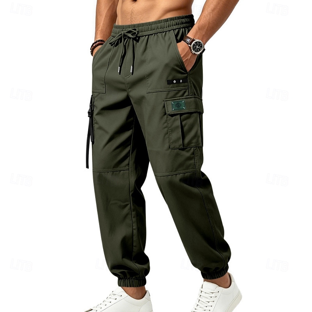 Per uomo Pantaloni Cargo Joggers Pantaloni Coulisse Elastico in vita Multi-tasche Tinta unica Antivento Comodità Quotidiano All'aperto Ferie Streetwear Elegante Cachi Nero Inelastico del 2026 a $29.99 –P16