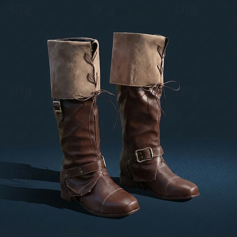 Retro vintage Middeleeuws Renaissance Schoenen Laarzen Piraat Viking Elf Kostuum Voor heren Viking Fantasie Halloween Carnaval Prestatie Feest LARP Volwassenen Schoenen 2026 - $58.99 –P4