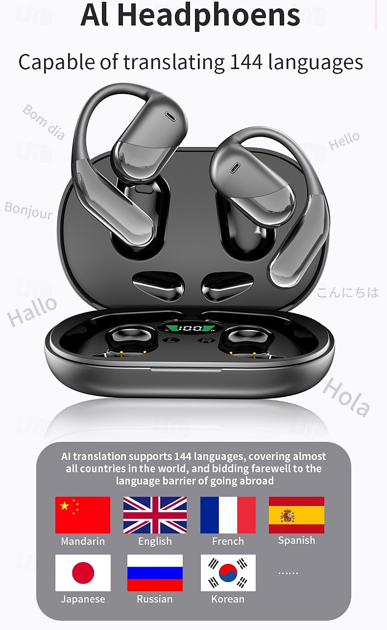 Language Translator Earbuds 144 Languages Real-time Translation Wireless Language Translator Device Bluetooth Earbuds Open Ear Clip Headphones with LED Power Display for Travel Business Meetings 2026 - $26.99 –P1