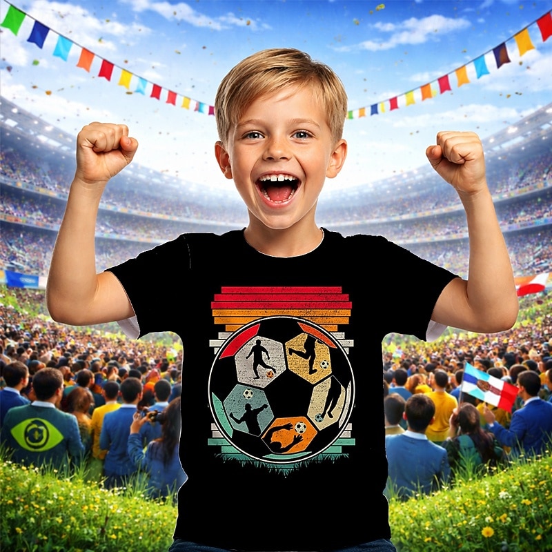 Băieți 3D Grafic Fotbal Tricouri de fotbal Tricou Manșon scurt Tipărire 3D Vară Primăvară Sport Modă Șic Stradă Copii 4-12 ani Stil Nautic Casual Zilnic În aer liber Fit regulat 2026 - $15.99 –P3