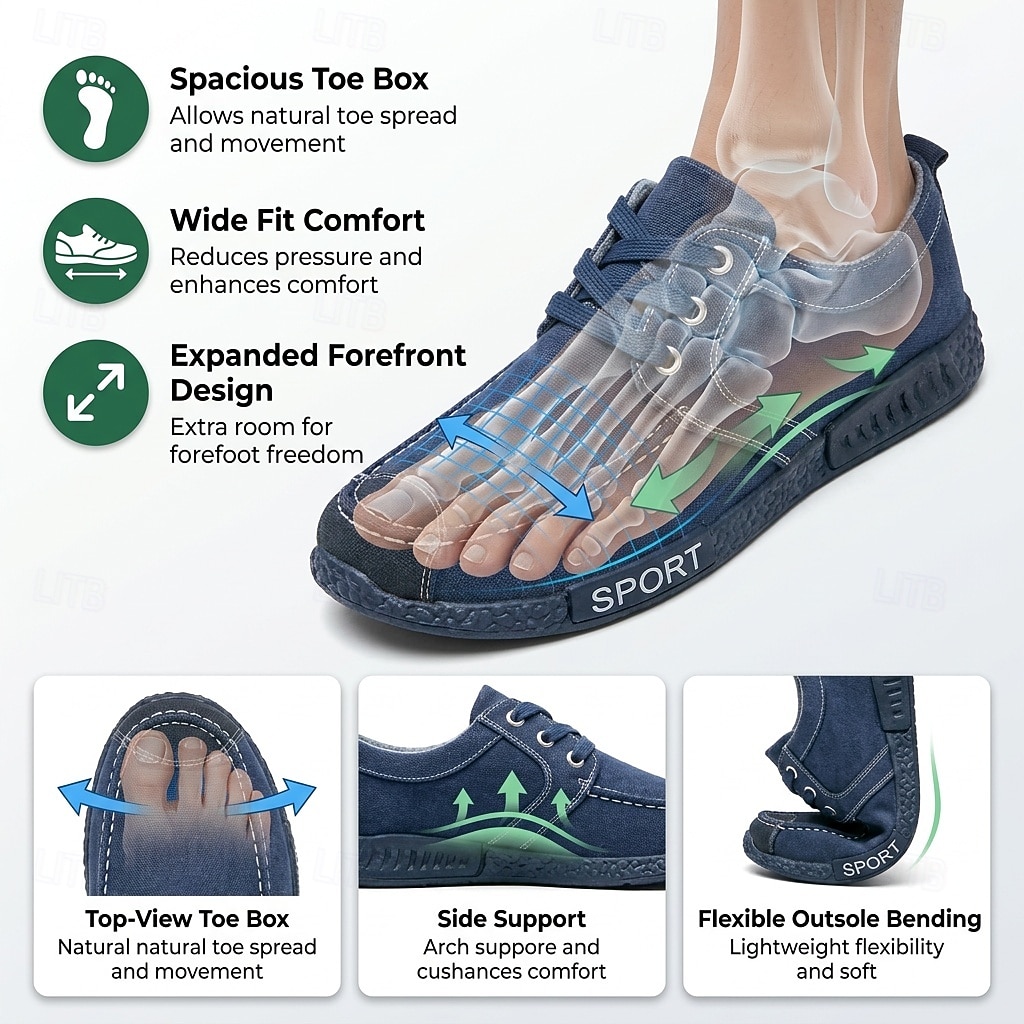 Lässige Herren-Schnürschuhe aus Denim, leichte Sport-Sneaker für Reisen, Alltag und Wochenendoutfits 2026 - $24.99 –P3