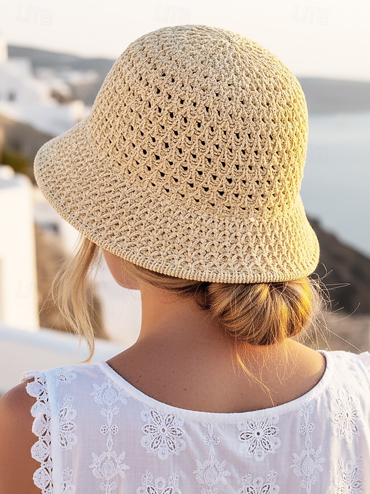 dame vintage stråbøttehatt – håndvevd pustende solhatt, lett &sammenleggbar, elegant strandhatt for sommerferier, reiser og utendørsaktiviteter 2026 - $9.99 –P2