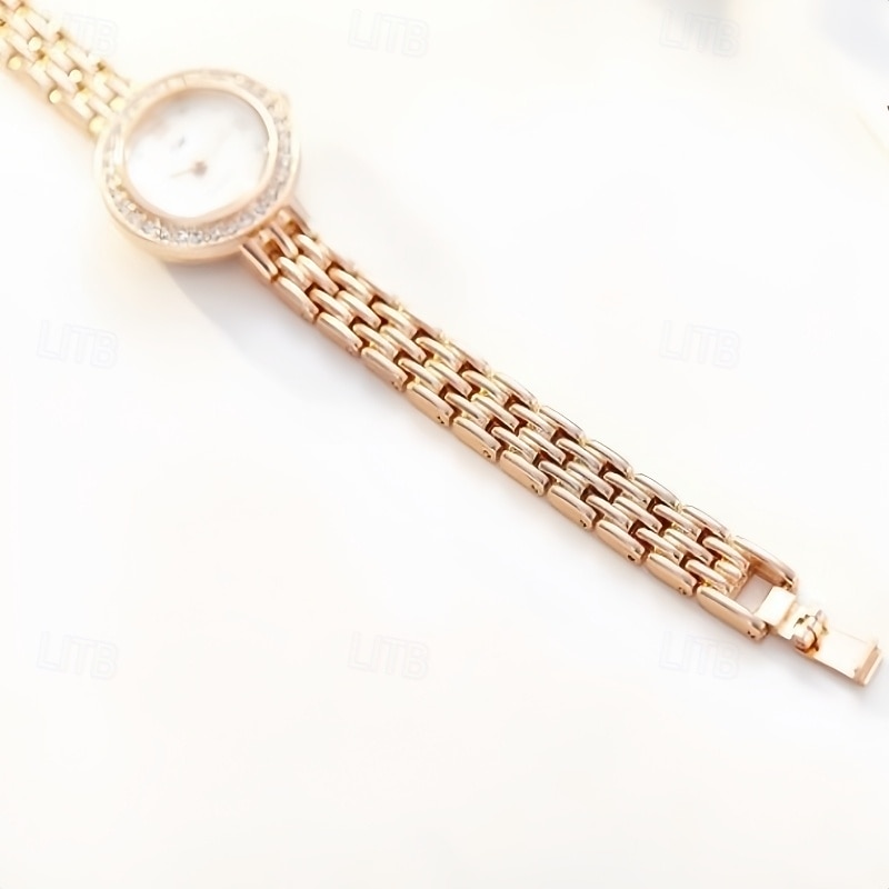 Elegant Women's Jewelry Bracelet Watch, Ladies Small Face Luxury Dress Wristwatch with Rhinestone Bezel & Roman Numerals, Fashion Quartz Watch Gift for Her, Rose Gold and Silver Tone 2026 - $14.99 –P5