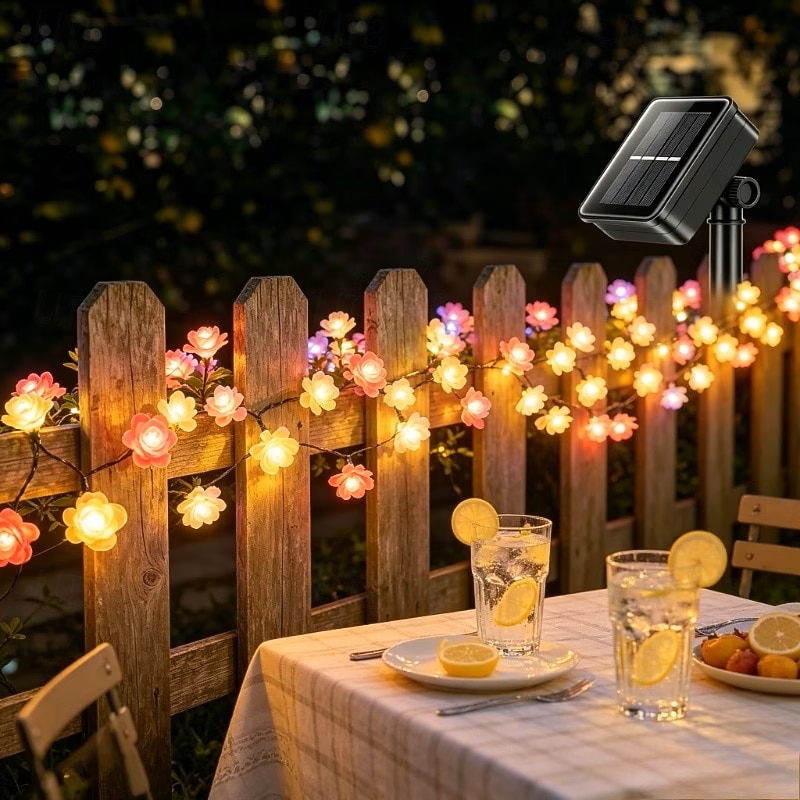 Solar Rose Fairy String Lights 30/50 LEDs  Outdoor Waterproof Atmosphere Lights for Gardens Balconies Fences Holiday Wedding Party Decoration 2026 - $19.99 –P6