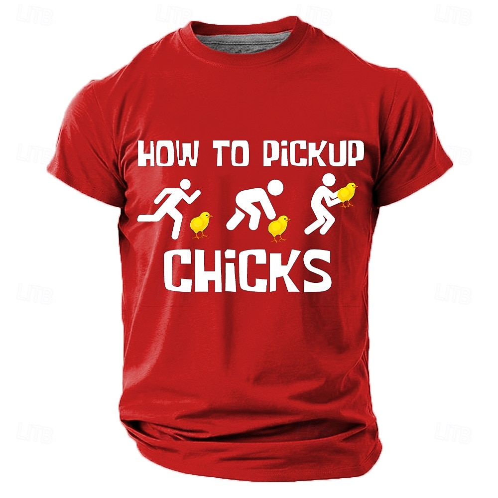 Camiseta de hombre con estampado humorístico de cómo ligar con chicas, corte regular, regalo divertido, informal, roja, de diseñador, tallas S, M, L, XL, XXL y XXXL 2026 - $18.99 –P1
