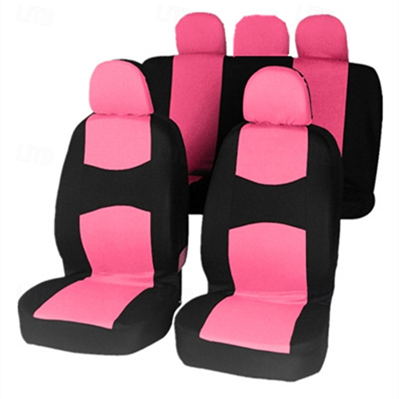 Universal Car Seat Covers Full Set, Breathable Cloth Automotive Seat Protectors with Sporty Two-Tone Design, Airbag Compatible Interior Accessories for Most Sedan, SUV, Truck, Van, 9PCS 2026 - $26.99 –P11