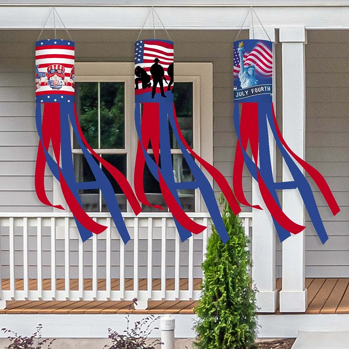 Conjunto de 4 birutas com a bandeira americana, estrelas e listras, para decoração do Dia da Bandeira e do 4 de julho, para uso externo. de 2026 por $28.99 –P6
