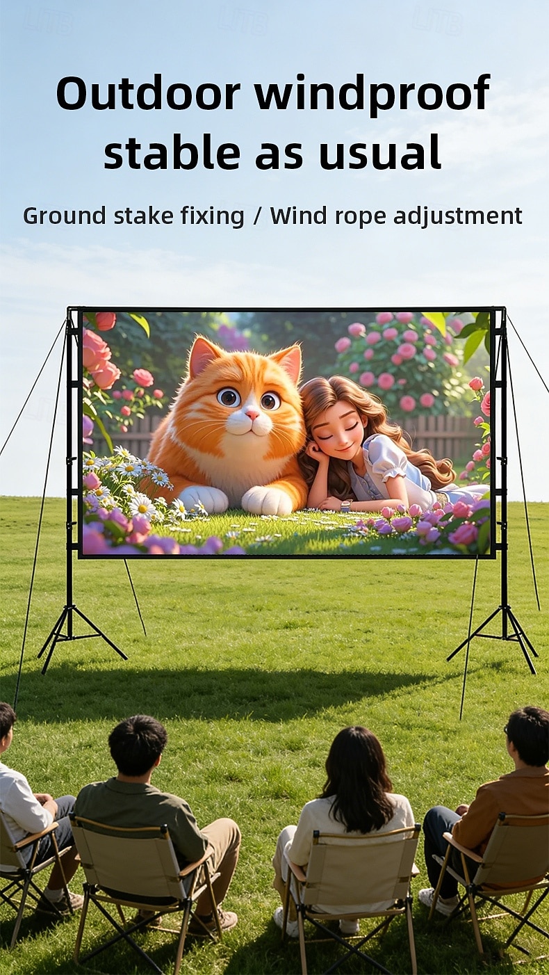 100/120 Inch Projector Screen with Stand, 16:9 HD 4K Portable Outdoor Indoor Movie Screen, Foldable Wrinkle-Free Projection Screen with Carrying Bag, Stable Tripod for Backyard Cinema Home Theater 2026 - $95.99 –P1