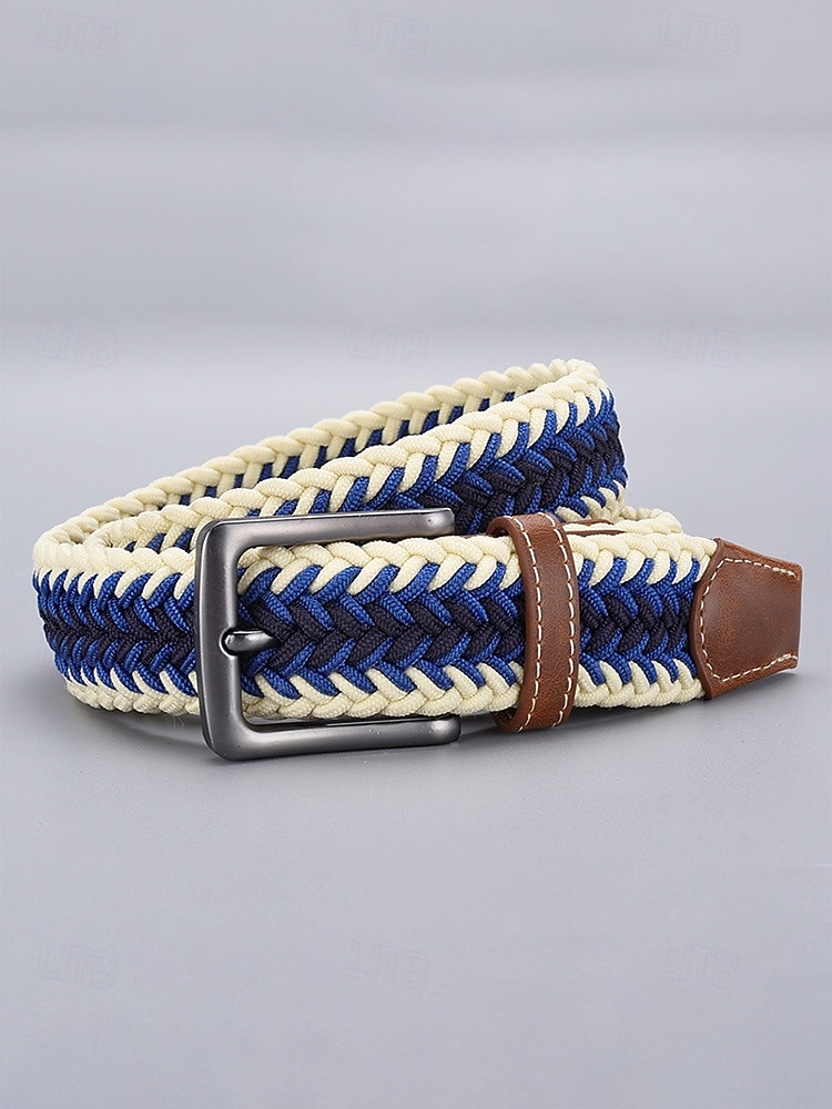 Cinto masculino trançado elástico com ponteiras de couro e fivela de pino, casual e elegante, com ajuste regulável para homens maduros, ideal para uso diário e viagens. de 2026 por $19.99 –P8