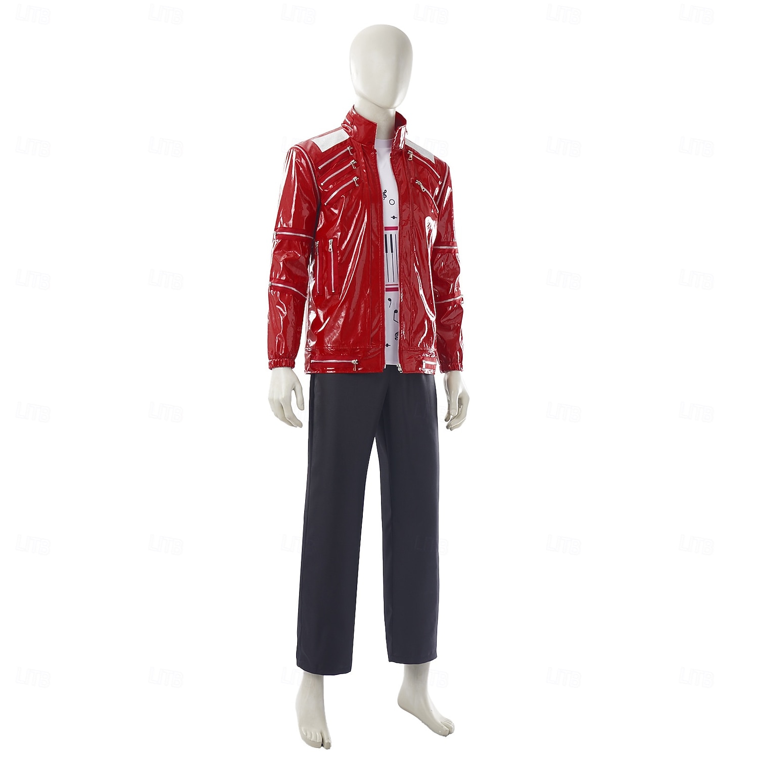 Popstar der 80er Sänger Kostüm mit roter Jacke Ausgefallene Kostüme Musik- und Bühnenikonen Retro Vintage 1980er for Herren Erwachsene Halloween Karneval Buchwoche Party Leistung Symphonie der 2026 - $88.99 –P4