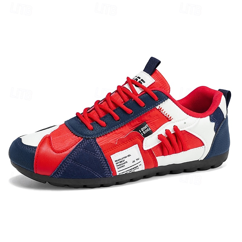 Lage sneakers met kleurblokken voor heren, casual wandelschoenen met vetersluiting, retro sportstijl voor op reis, buitenactiviteiten en dagelijks gebruik. 2026 - $32.99 –P1