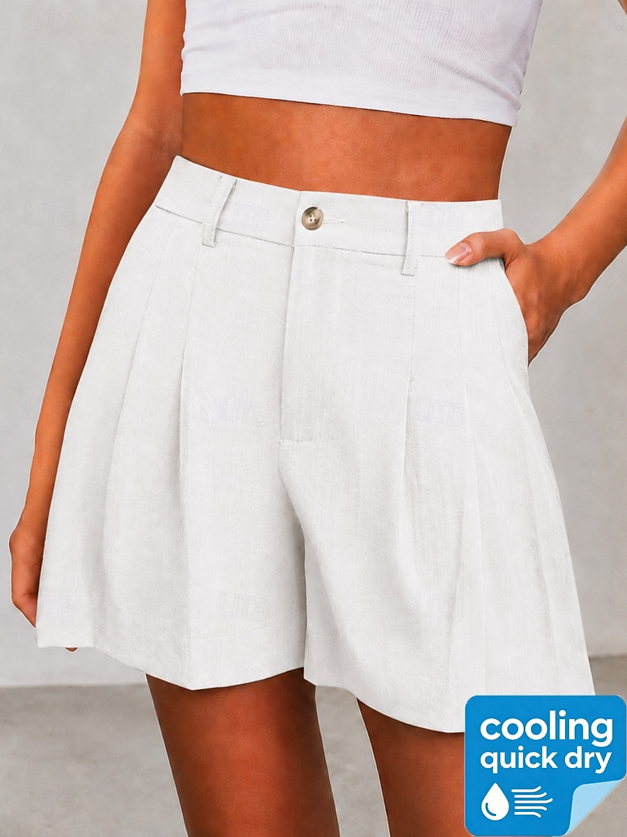 Dam Avkylande Snabbtorkande Burmuda Shorts Elegant Ledigt Kort Hög midja Ledigt Dagligen Hem Svart Vit Militärgrön Aprikos Sommar 2026 - $21.99 –P8