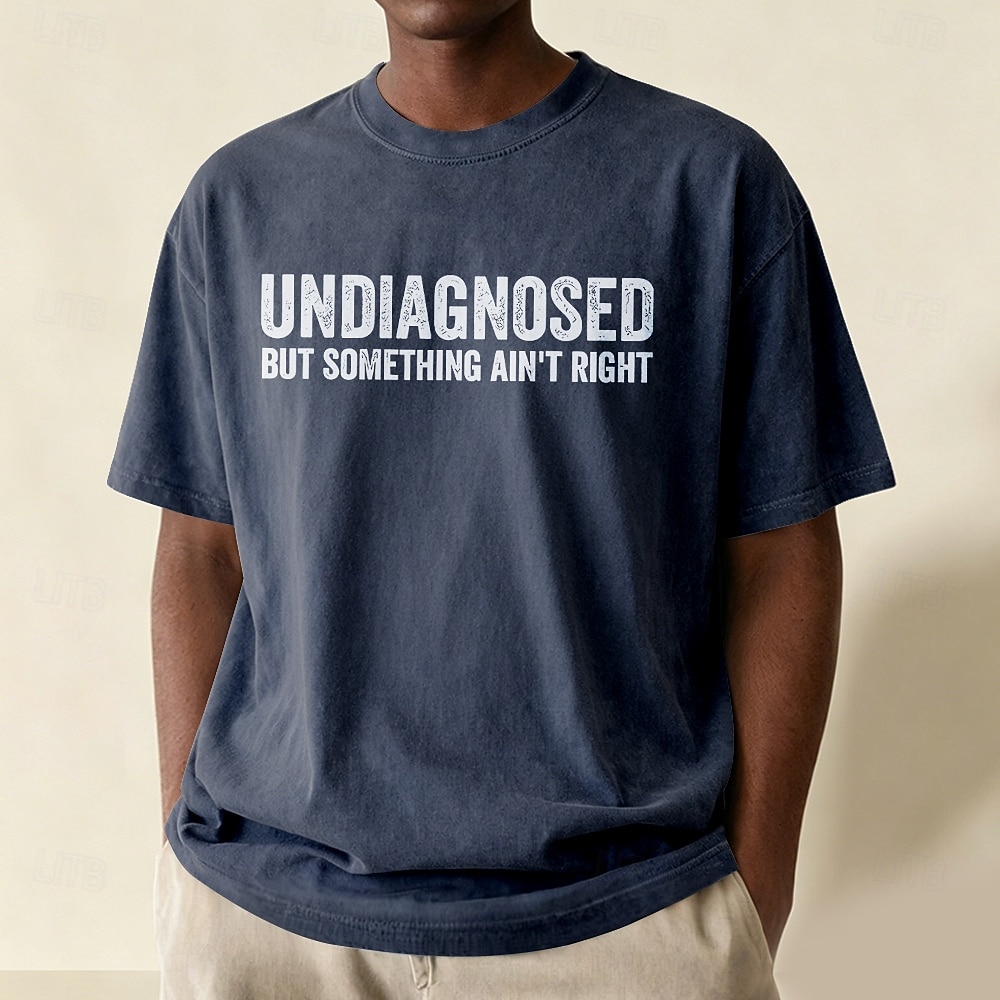 Camiseta masculina engraçada e sarcástica, sem diagnóstico, mas com algo errado, 100% algodão, lavagem ácida, tecido pesado, manga curta, estampa DTG, gola redonda, moda para o dia a dia e feriados. de 2026 por $27.99 –P2