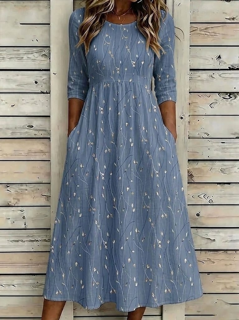 Women's Midi Dress Shift Dress Vacation Casual Boho Daily Summer Dress Spring Dress Regular Fit Floral Graphic Paisley Short Sleeve Crew Neck Blue Purple Green Summer Spring Fall Winter 2026 - $29.99 –P3